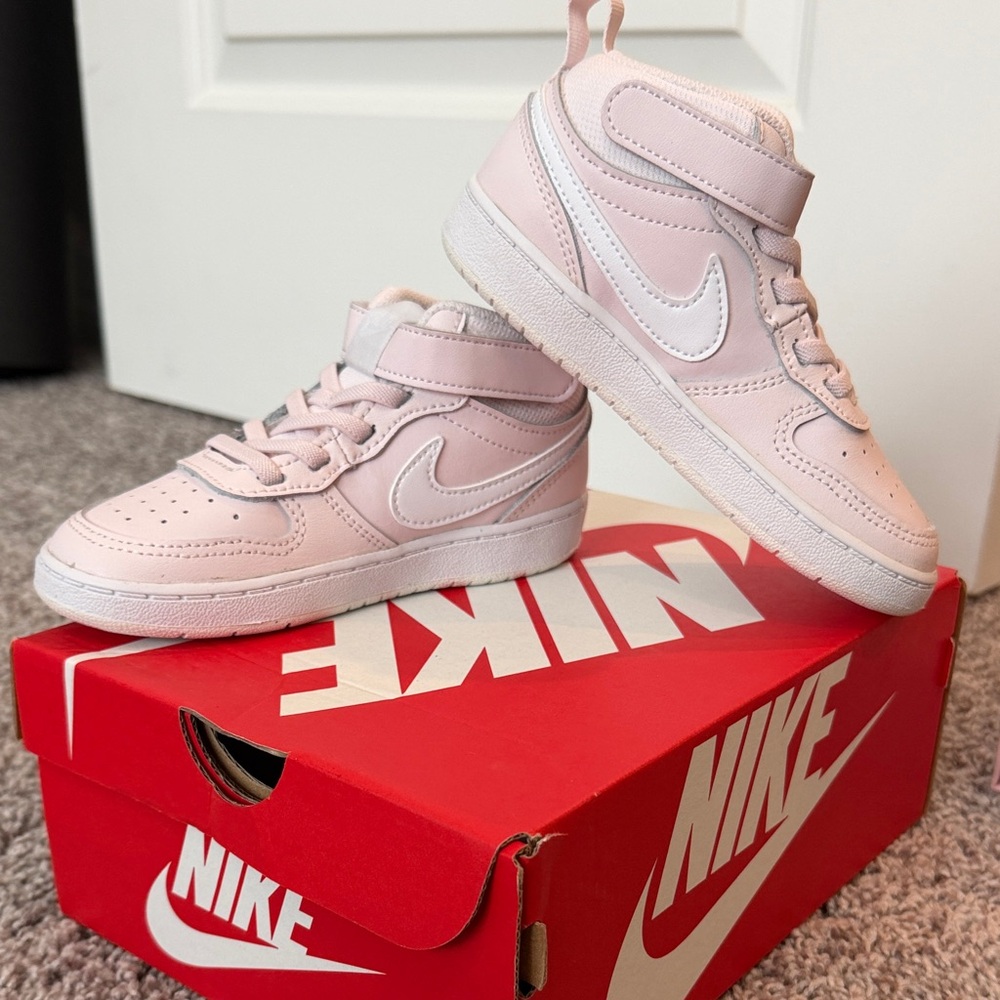 NIB Pink Nike Court Borough Mid 2 TDV (toddler velcro) - size 10